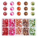 PH PandaHall 250pcs Crackle Agate Beads, 6mm Round Gemstone Beads Dyed Loose Beads Spacers for...