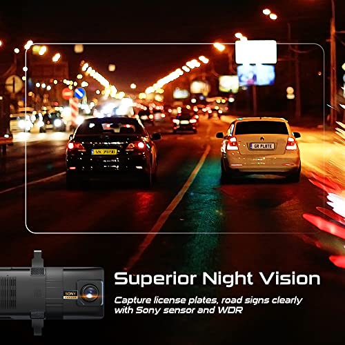 Volway 4K Mirror Dash Cam 12'' W/ Gps Wifi, Rear View Mirror Camera For Car, Front And Rear Dual Camera, Waterproof Backup Camera, Superior Night Vision, Voice Control, Parking Aid #TOP2