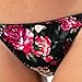 Satini Women's Print Tanga Bikini Briefs Satin Panties (Black Pink Floral, XL)