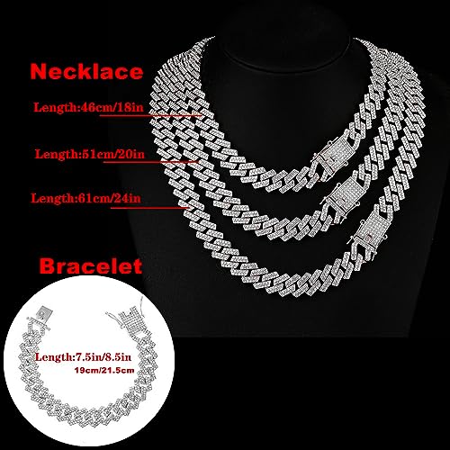 HH BLING EMPIRE Silver Gold Cuban Link Chain for Men/Women, Iced Out Mens Diamond Chain Necklace-Miami Cuban Link Chains Hip Hop Jewelry3