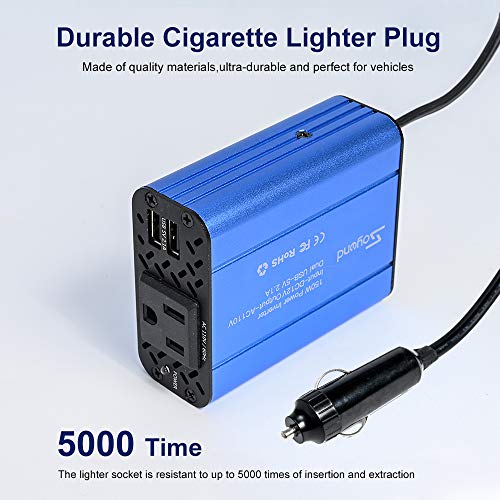 150W Car Power Inverter - DC 12V to 110V AC Converter 4.2A Dual USB Charging Ports Car Charger Adapter Modified Sine Wave Converter for Car Cigarette Lighter with AC Outlet for Car - Thumbnail 4