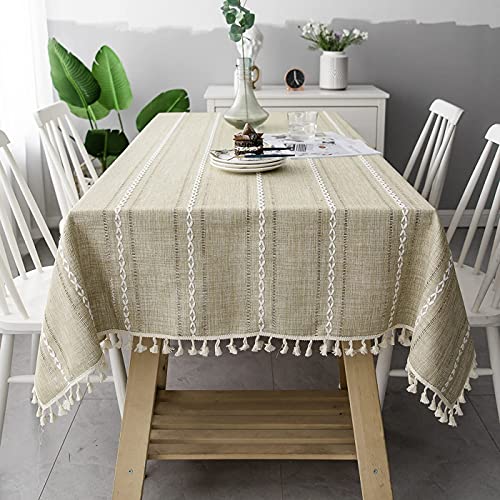 Mantel rectangular de lino y algodón de 130 x 330 cm de grosor, a prueba de polvo, para mesa de comedor, fiesta, eventos, cocina, decoración elegante de mesa, fácil cuidado, diseño elegante