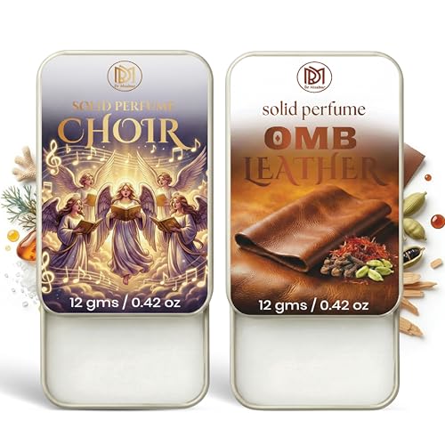 Image of Dr.Mashur Solid Perfume |OMB leather&Choir Alcohol Free Wax Perfume Balm, Long Lasting | Pocket Tin 12g, Pack Of 2| Non Greasy Smooth Glide, Travel Friendly Men And Women