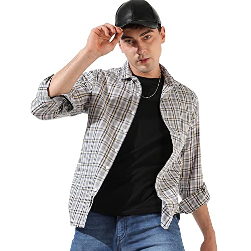 Image of CAHOOT Men's Button Up Shirt for Casual Wear | Regular Fit | Poly Lycra Shirt Crafted with Short Sleeve & Enhanced Stretch Comfort Fit for Everyday Wear