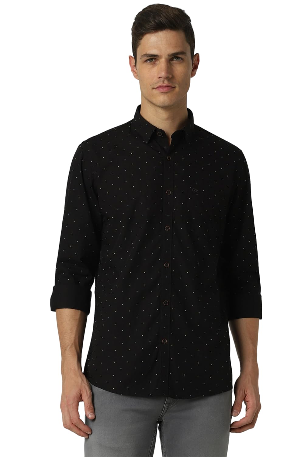 Peter EnglandMen's Slim Fit Casual Shirt |100% Cotton | Micro Ditsy Print| Full Sleeve