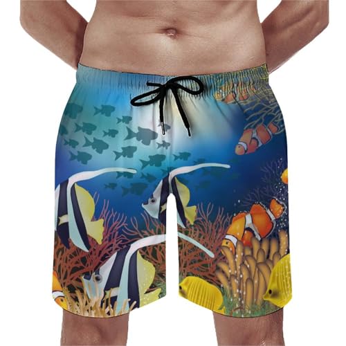Shorts de bain homme poisson anti frottement séchage rapide cordon S