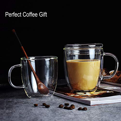 Vaso de vidrio borosilicato doble pared con tapa de bambú 16 oz miniatura 6