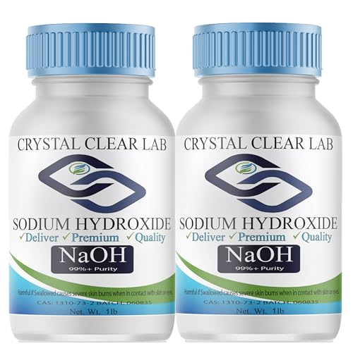 Crystal Clear Lab Sodium Hydroxide - Pellets - (Pure Lye, Food Grade Beads) 2 Lb (2 Bottles)