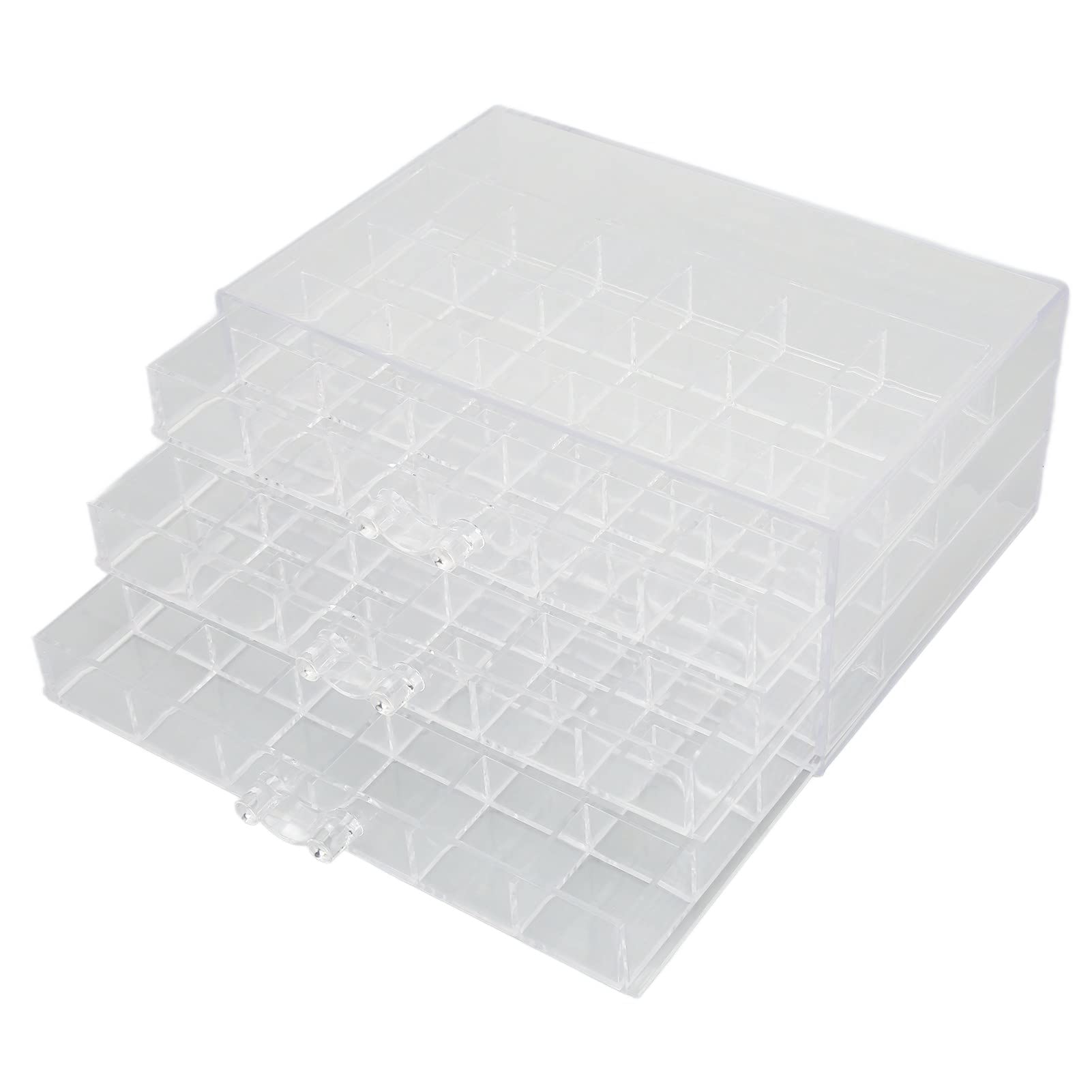 Coffret bijoux acrylique haut de gamme avec couvercle hermétique et tiroirs transparents 72 cases