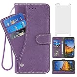 Compatible with Samsung Galaxy S7 Active Wallet Case and Tempered Glass Screen Protector Flip Credit Card Holder Stand Cell Phone Cover for Glaxay S7Active Gaxaly S 7 7Active 7s Galaxies G891A Purple