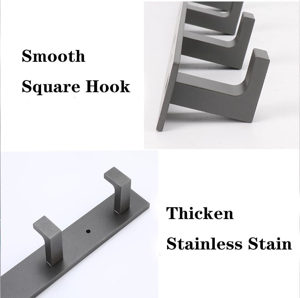 Image of Coat Rack, Heavy Duty Stainless Steel 4 Tri Coat Hook Hanger, Wall Mounted Storage Wall Hooks, Rustic Clothes Hook /Key Hook Rail for Bathroom Kitchen Entryway(4 Hook Grey)
