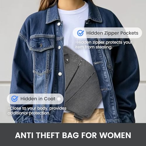 Vipost Anti Theft Crossbody Bags for Women/Men, Multi-Pocket Sling Bag Travel Crossbody Bag for Women with Adjustable Strap2