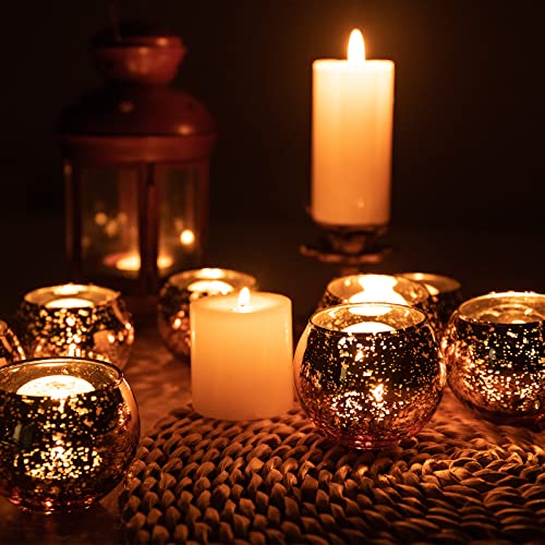 Fredom Round Gold Mercury Glass Votive Candle Holders Set Of 12 Tealight Candle Holder For Wedding Table Centerpiece Thanksgiving Christmas Party Decoration Home Decor #TOP5