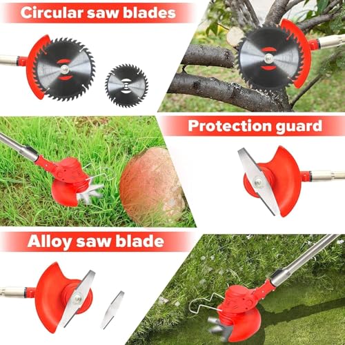 Image of DELICATE Electric Wireless Rechargeable Edge Cutter 2-in-1 Mower & Trimmer Adjustable Height 3 Blade Types Lightweight & Portable Lawns & Gardens for Home Garden, Lawn, Yard (48v Battery)