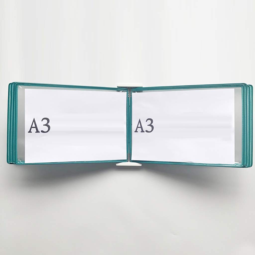 OLSKFUH Wall Mount Reference Display System, Hanging Wall File Organizer, Mounted A3 Poster Flip Book Display,Wall-Mounted Loose-Leaf Transparent Page Stand 45×33×10Cm,Folders,Q