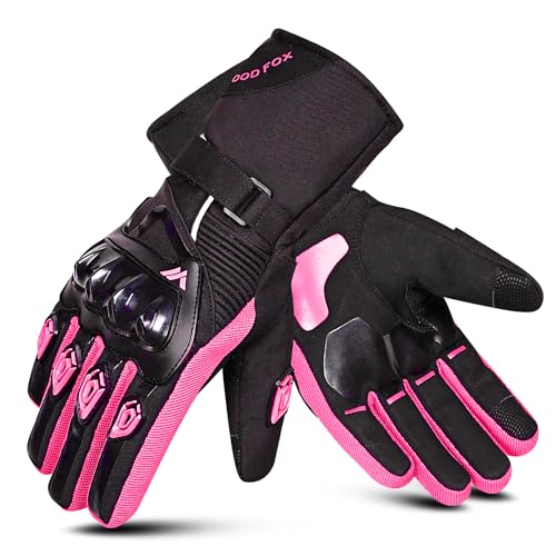 WESTWOOD FOX Guanti da moto invernali per uomo e donna, guanti da moto impermeabili, touchscreen, leggeri, guanti da guida con protezione calda per BMX, ATV, UTV, mountain bike (ROSA, XL)