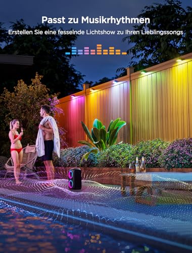 Govee Outdoor Zaun Wandleuchte Außen, RGBWIC Smart IP65 Wasserdicht,12er – Ansicht 4