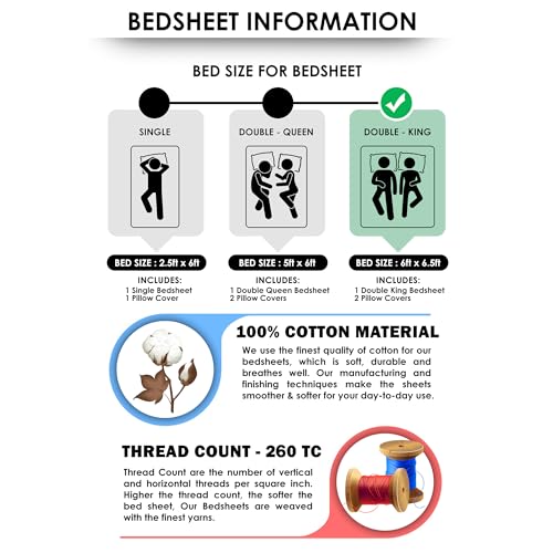 Image of Story@Home Bedsheet for King Size Bed | Cotton Bedsheet | Abstract Bed Sheet with 2 King Size Pillow Covers (270 X 270 Cm, Blue) | Perfect for Diwali Gifting /Festive Gifting | 260TC