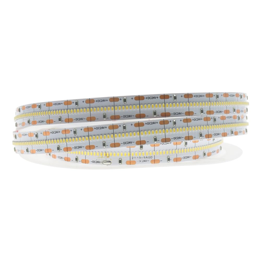 VoltShine Ruban LED 24 V CC SMD2110 Thick IP20 560 LEDs/m - 5 mètres - Lumière blanche 6000 K, idéale pour l'éclairage décoratif et d'ambiance.