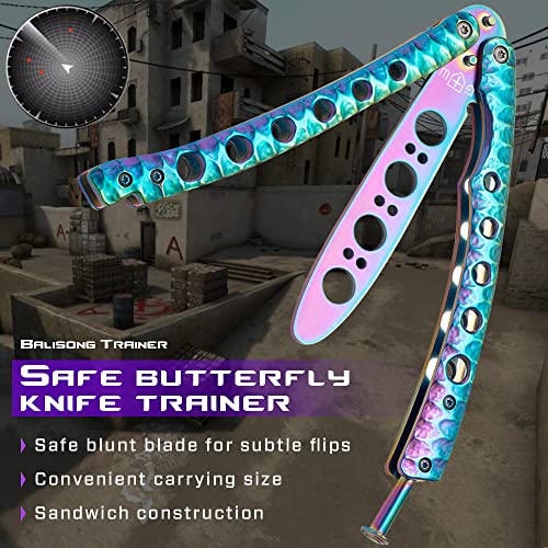 Grand Way Butterfly Trainer - Balisong Trainer - Practice Butterfly - Balisong Butterfly Knives Not Real Not Sharp Blade - Dull Trick Butterfly - Butter Fly Knife Training Csgo K08 #TOP2