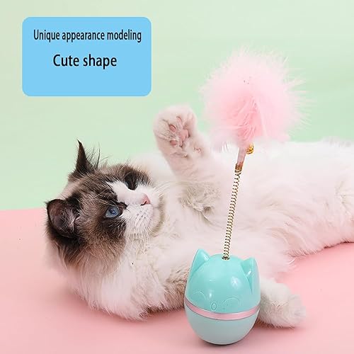 Miniatura 2 de Juguete de plumas para gatos, vaso de 360, con plumas y campanas coloridas para atraer la atención de tu gato (verde)