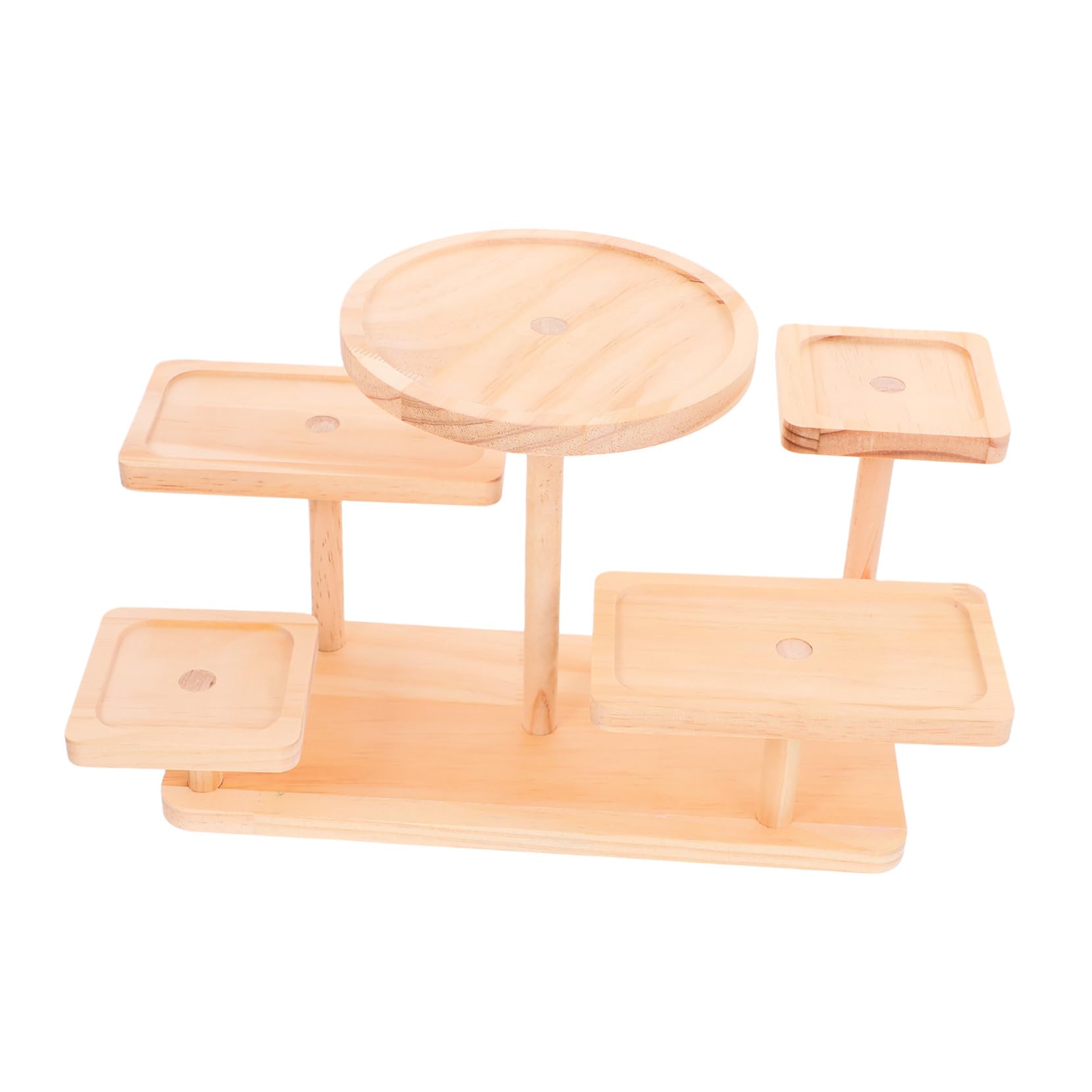 Cabilock Elegant Wooden Display Riser Stand for Retail Home and Exhibition with 5 Shelves