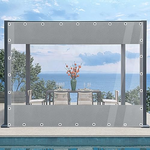 Outdoor Clear Curtain, PVC Heavy Duty Waterproof Side Panels, 100% Waterproof & Uv Resistant, Weatherproof Plastic Tarpaulin, Outdoor Garden, Gazebo Partition Curtains,WxH-1.8x2.2m/5.9x7.2ft