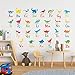 DECOWALL DW-1803 A-Z Dinosaur Alphabet Kids Wall Stickers Wall Decals Peel and Stick Removable Wall Stickers for Kids Nursery Bedroom Living Room d?cor ABC