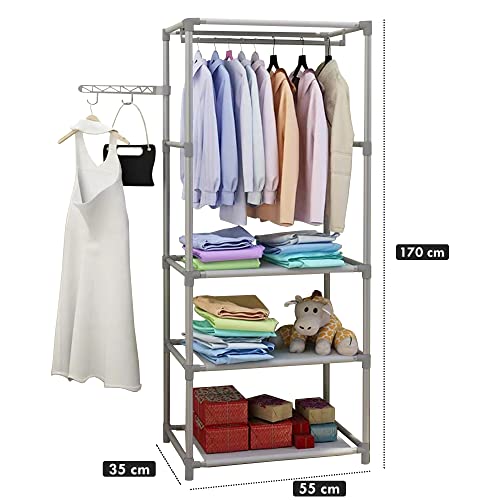 Image of COROID Digital Printed Multipurpose 6 Shelve Wardrobe,Foldable,Collapsible Fabric Wardrobe Organizer for Clothes Drawers Portable Wardrobe Clothing Space Saving Wardrobe (3-Layer, Grey)