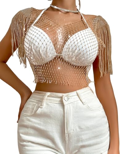 Haut court avec strass anti-inconfort pour sublimer une tenue de soirée transparente