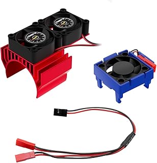 GLOBACT VXL-3s ESC Cooling Fan and Motor Cooling Fan Dual Fan Set for 1/10 Slash 4x4 Stampede 4x4 Rustler 4x4 Replace 3340 Velineon VXL-3s Cooling Fan (Red)