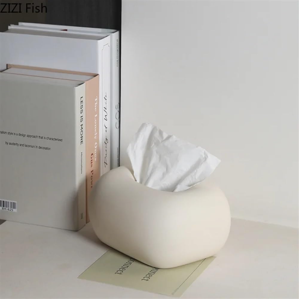 Kreatywne okrągłe narożne pudełko na chusteczki stolik kawowy dekoracja biurka minimalizm ceramiczne pudełko na chusteczki stolik nocny pokrowiec na ręcznik papierowy (delikatny żółty)