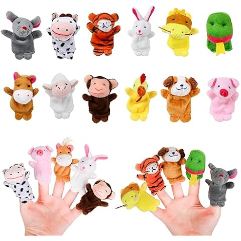 12Pcs Gukasxi Plush Animal Finger Puppets Cover