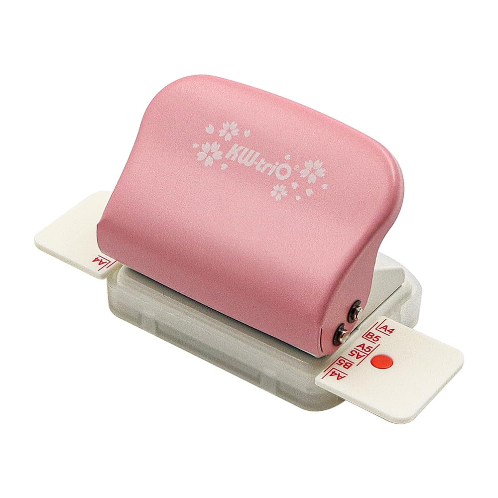 NUZAMAS Perforadora de 6 agujeros para hojas sueltas, perforadora de metal portátil de mano, perforadora de papel para A4, A5, B5, cuaderno, álbum de recortes, 5 hojas de capacidad, color rosa