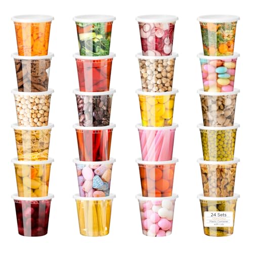 VINATO Recipientes HerméTicos para Alimentos, 24pcs 720ml/24oz Contenedores de Comida Deli con Tapas, Reutilizables, Sin BPA, Aptos Para Lavavajillas y Microondas
