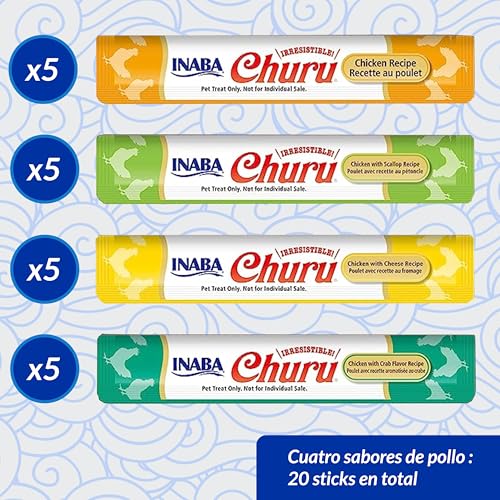 Miniatura 5 de INABA Churu Snack para Gatos, Multipack Sabor Pollo, 20 Sticks x 14g