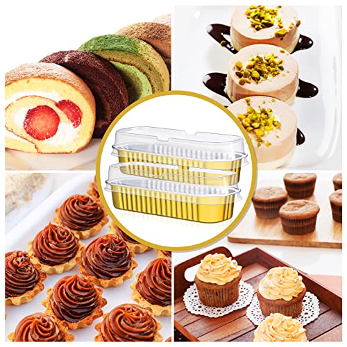 200 Sets Mini Loaf Pans With Lids Disposable Loaf Pans With Lids 6.8 Oz Loaf Pans Aluminum Pans With Lids Mini Cake Pan Rectangle Baking Cups Muffin Tins For Cake Bread Muffin Brownie Cheesecake #TOP4