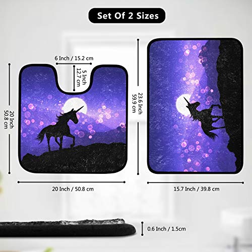 Badezimmerteppiche und -matten-Set, 2-teilig, 3D-Einhorn-Duschvorleger + WC-Vorleger aus weichem Plüsch, Mikrofaser… – Bild 3