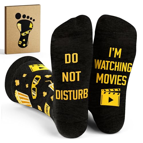 Movie Lover Gifts - Christmas Socks for Women Funny and Horror Themed Gifts Ideal for Movie Nights Theater Gift Perfect as Womens Stocking Stuffers Unique Halloween Night Presents