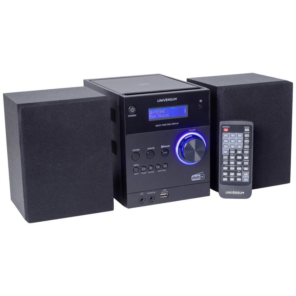 UNIVERSUM MS 300 - Kompakt Stereoanlage mit CD & Bluetooth - DAB+ & UKW Radio, AUX Eingang & USB - CD-Player (CD, CD-R, CD-RW, MP3-CD) - Uhr und Weckfunktion - Fernbedienung - Schwarz