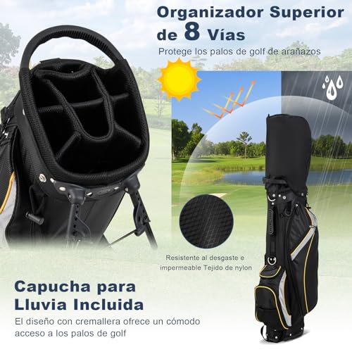 Miniatura 5 de Costway Bolsa De Golf Hombre De Viaje Profesional 9 Pulgadas Con Soporte Correa De Transporte