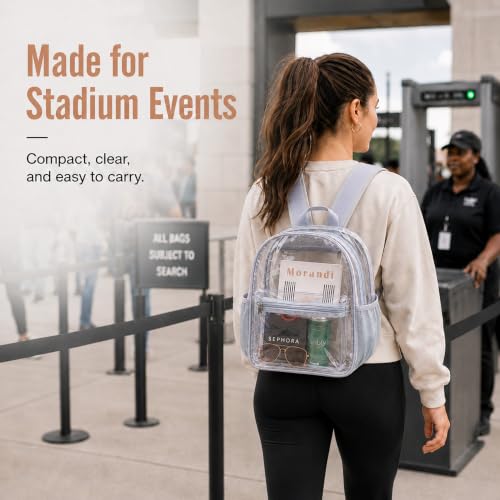 Image of ZENPUNK Clear Backpack for Stadium Events, 12x11x5 Stadium Clear Bag (GREY)