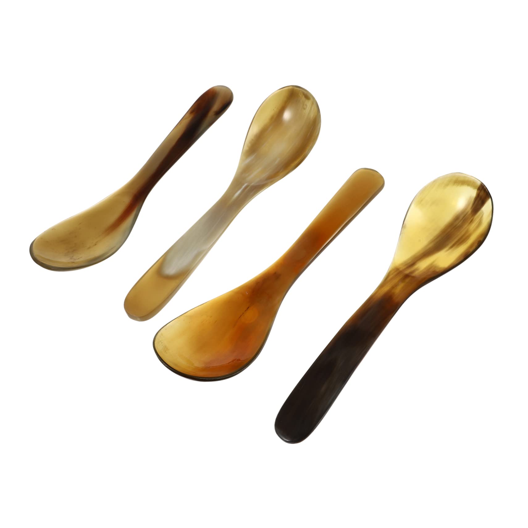 Cabilock 12piezas Cucharas De Café De Cuerno De Buey Natural Para Postres Sopa y Bebidas Utensilios Ecológicos y Duraderos