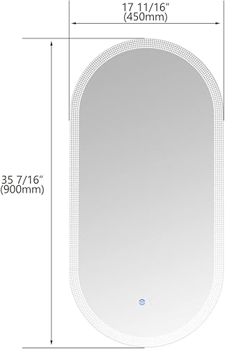 Miniatura 2 de Espejo de baño LED ovalado de 18 x 35 pulgadas, antiempañamiento, regulable, para montar en la pared, espejo de tocador de baño con interruptor