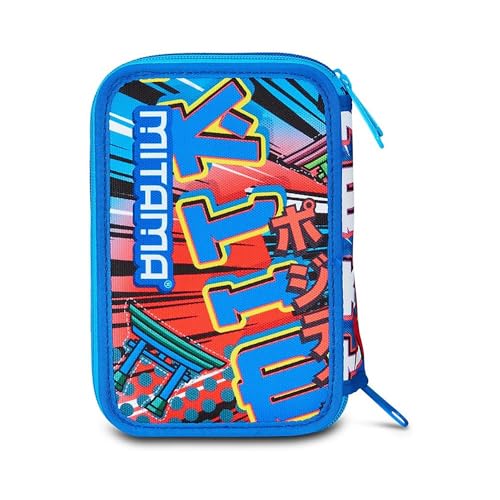 Trousse scolaire 3 compartiments enfant bleu avec crayons et marqueurs - 7