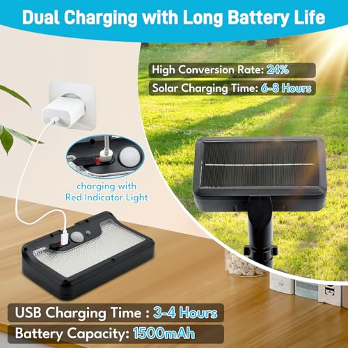 Image of Clip On Solar Motion Lights Outdoor, Motion Sensor Outdoor Lights with 92 LEDs, 360Rotatable Adjustable Solar Fence Lights (600 LM,6000 K), Waterproof Security Light for Deck,Gutter,Camping (2 Pack)