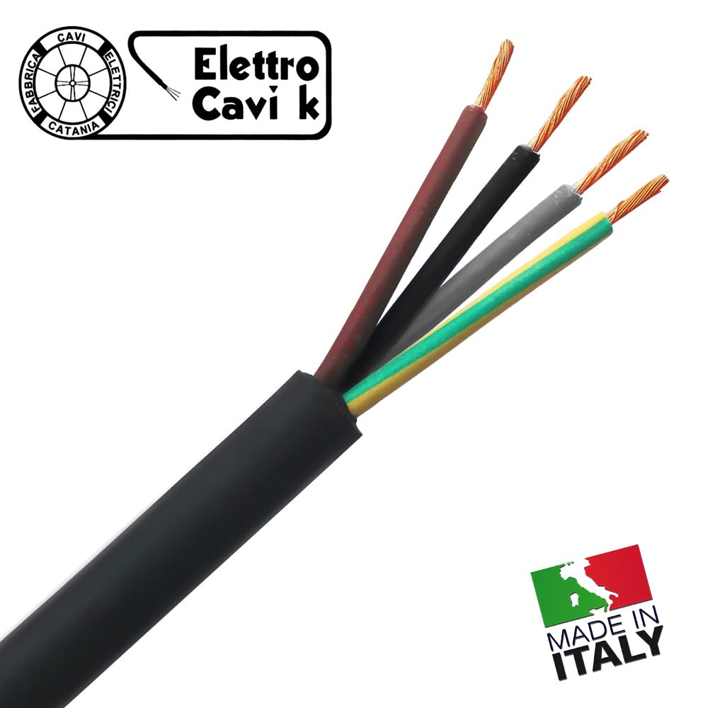 ELETTROCAVI K - CAVO ELETTRICO H07RN-F 4G25 mm² IN GOMMA NEOPRENE SUPER FLESSIBILE USO INTERNO/ESTERNO QUADRIPOLARE 4 POLI CPR 0,6/1 kV IEMMEQU PROFESSIONALE MADE IN ITALY 10 METRI
