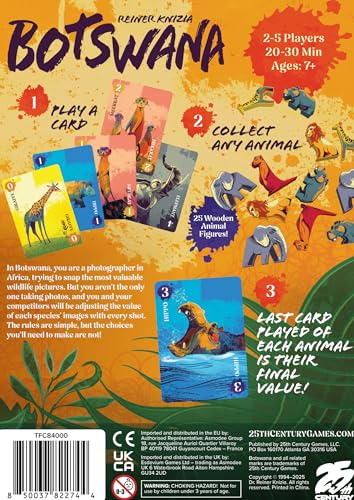 Image of 25th Century Games Botswana | Animal Collecting Strategy Card Game by Reiner Knizia & 25th Century Games, Ages 7+, 2-5 Players, 20-30 Min Playtime