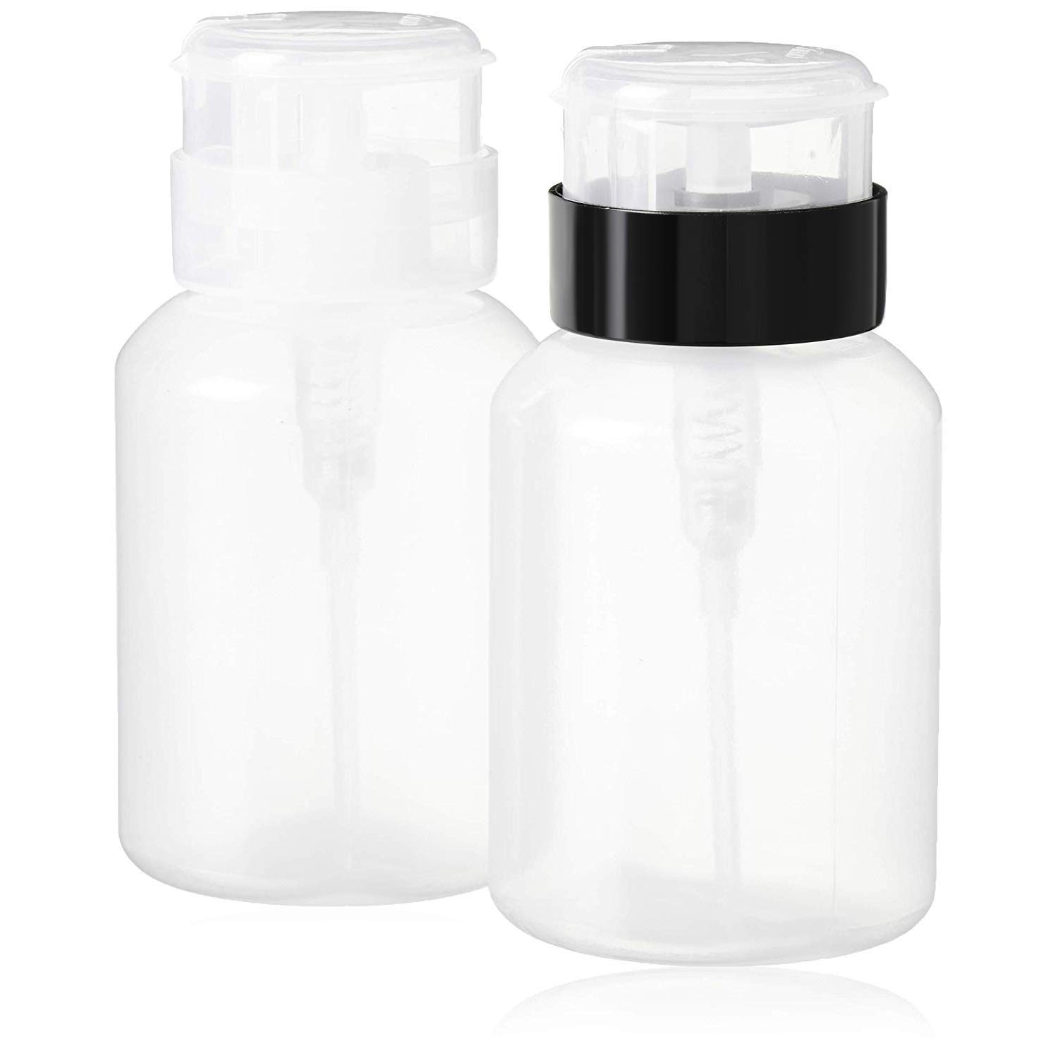 Plastic Pack Of 2 Push Down Empty Lockable Pump Dispenser Bottle For Nail Polish And Makeup Remover,200Ml(6.8Oz),Black Top Cap-image-34