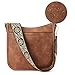 BOSTANTEN Crossbody Bags for Women Trendy Vegan Leather Hobo Purses Shoulder Handbags With Wide Shoulder Strap Brown